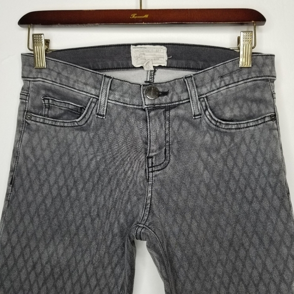 CURRENT/ELLIOT The Ankle Skinny Fishnet Printed Jeans Gray Women's 26 Low Rise - Picture 4 of 16